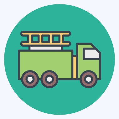 İkon İtfaiye Aracı. Ulaşım sembolüyle ilgili. renk arkadaşı stili. dizayn edilebilir