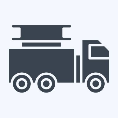 İkon İtfaiye Aracı. Ulaşım sembolüyle ilgili. Kabartma tarzı. dizayn edilebilir