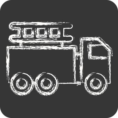 İkon İtfaiye Aracı. Ulaşım sembolüyle ilgili. Tebeşir stili. dizayn edilebilir