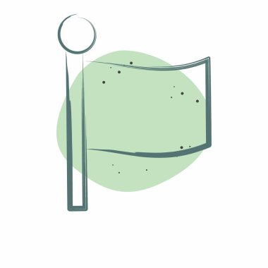 Simge Bayrağı. Konum sembolüyle ilgili. Renkli Leke Biçimi. dizayn edilebilir