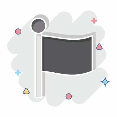 Simge Bayrağı. Konum sembolüyle ilgili. Çizgi roman. dizayn edilebilir