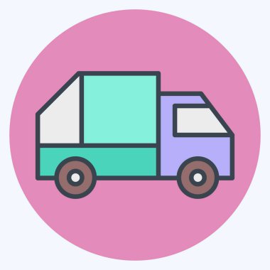 Simge Çöp Kamyonu. Ulaşım sembolüyle ilgili. renk arkadaşı stili. dizayn edilebilir