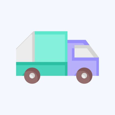 Simge Çöp Kamyonu. Ulaşım sembolüyle ilgili. Düz stil. dizayn edilebilir