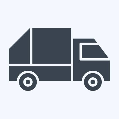 Simge Çöp Kamyonu. Ulaşım sembolüyle ilgili. Kabartma tarzı. dizayn edilebilir