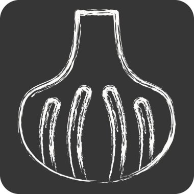 Sarımsak. Meyve ve Sebze Sembolü ile ilgili. Tebeşir stili. düzenlenebilir