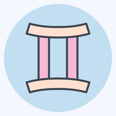 İkiz ikizi. Astroloji sembolüyle ilgili. renk arkadaşı stili. dizayn edilebilir