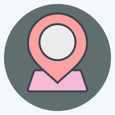 Simgesel coğrafi alan. Konum sembolüyle ilgili. renk arkadaşı stili. dizayn edilebilir