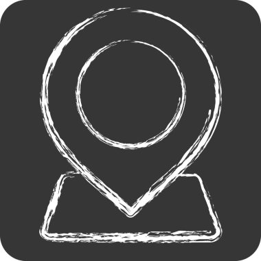 Simgesel coğrafi alan. Konum sembolüyle ilgili. Tebeşir stili. dizayn edilebilir