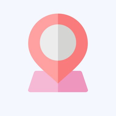 Simgesel coğrafi alan. Konum sembolüyle ilgili. Düz stil. dizayn edilebilir