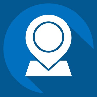 Simgesel coğrafi alan. Konum sembolüyle ilgili. Uzun gölge tarzı. dizayn edilebilir