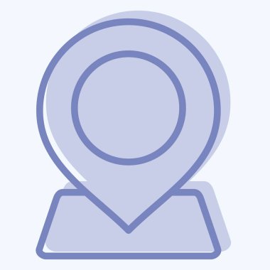 Simgesel coğrafi alan. Konum sembolüyle ilgili. İki ton stili. dizayn edilebilir