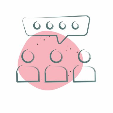 Simge Grup Konuşması. Konuşma sembolüyle ilgili. Renkli Leke Biçimi. dizayn edilebilir