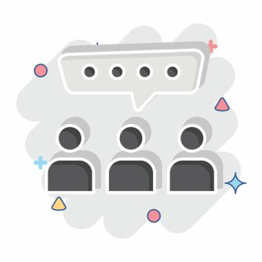 Simge Grup Konuşması. Konuşma sembolüyle ilgili. Çizgi roman. dizayn edilebilir