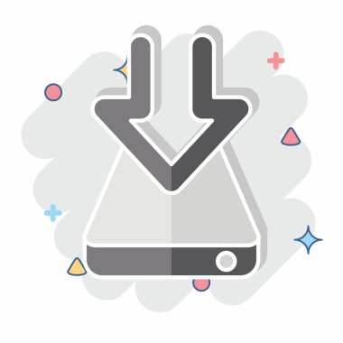 Simge Sabit Sürücüsü. İndirme sembolüyle ilgili. Çizgi roman. dizayn edilebilir