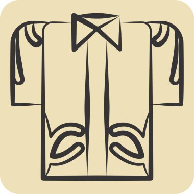 Icon Hawaii gömleği. Hawaii sembolüyle ilgili. El çizimi tarzı. dizayn edilebilir