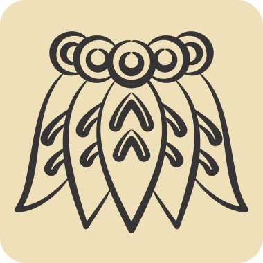 Icon Hawai Skrirt 'i. Hawaii sembolüyle ilgili. El çizimi tarzı. dizayn edilebilir