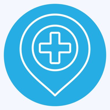 Icon Hastanesi. Konum sembolüyle ilgili. Mavi gözlü. dizayn edilebilir