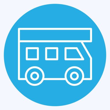 Tekerlekli İkon Ev. Ulaşım sembolüyle ilgili. Mavi gözlü. dizayn edilebilir