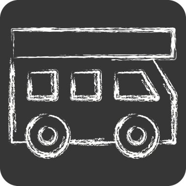 Tekerlekli İkon Ev. Ulaşım sembolüyle ilgili. Tebeşir stili. dizayn edilebilir