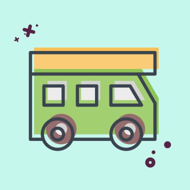 Tekerlekli İkon Ev. Ulaşım sembolüyle ilgili. MBE tarzı. dizayn edilebilir