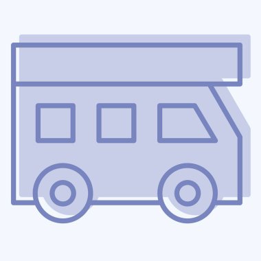 Tekerlekli İkon Ev. Ulaşım sembolüyle ilgili. İki ton stili. dizayn edilebilir