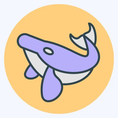 İkona Kambur Balina. Hawaii sembolüyle ilgili. renk arkadaşı stili. dizayn edilebilir