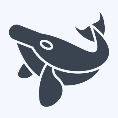 İkona Kambur Balina. Hawaii sembolüyle ilgili. Kabartma tarzı. dizayn edilebilir