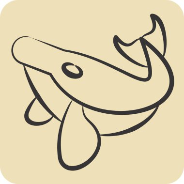 İkona Kambur Balina. Hawaii sembolüyle ilgili. El çizimi tarzı. dizayn edilebilir