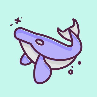 İkona Kambur Balina. Hawaii sembolüyle ilgili. MBE tarzı. dizayn edilebilir