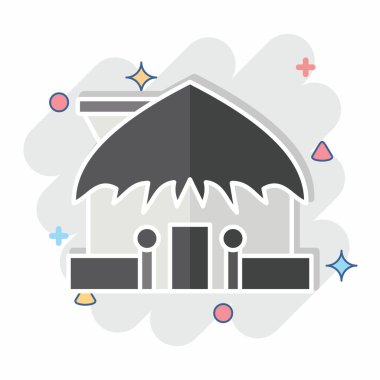 Simge Kulübesi. Hawaii sembolüyle ilgili. Çizgi roman. dizayn edilebilir