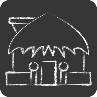 Simge Kulübesi. Hawaii sembolüyle ilgili. Tebeşir stili. dizayn edilebilir