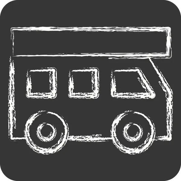 Tekerlekli İkon Ev. Ulaşım sembolüyle ilgili. Tebeşir stili. dizayn edilebilir