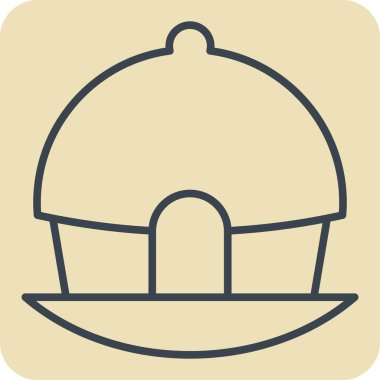 İkon Huuuut. House sembolüyle ilgili. El çizimi tarzı. dizayn edilebilir