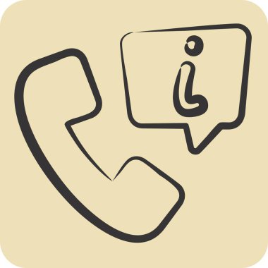 Simge Bilgi Hattı. Konuşma sembolüyle ilgili. El çizimi tarzı. dizayn edilebilir