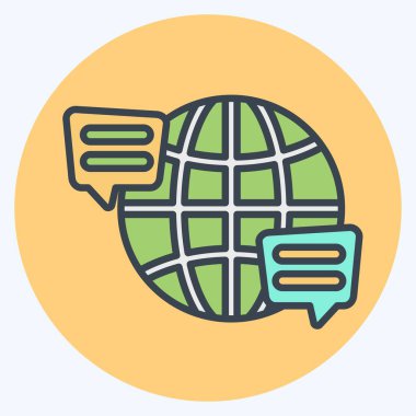 Simge Dili. Konuşma sembolüyle ilgili. renk arkadaşı stili. dizayn edilebilir