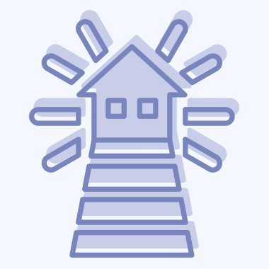 Simge Işık Evi. Işık sembolüyle ilgili. İki ton stili. dizayn edilebilir