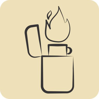 Simge Çakmağı. Işık sembolüyle ilgili. El çizimi tarzı. dizayn edilebilir