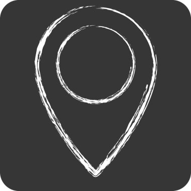 Simge Konum Pin. Konum sembolüyle ilgili. Tebeşir stili. dizayn edilebilir