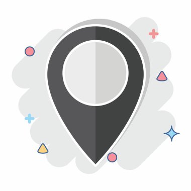 Simge Konum Pin. Konum sembolüyle ilgili. Çizgi roman. dizayn edilebilir