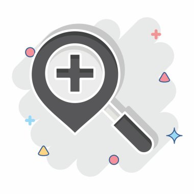 Simge Konum Araması. Konum sembolüyle ilgili. Çizgi roman. dizayn edilebilir