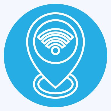 Simge konumu. Wifi sembolüyle ilgili. Mavi gözlü. dizayn edilebilir