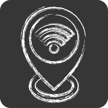 Simge konumu. Wifi sembolüyle ilgili. Tebeşir stili. dizayn edilebilir
