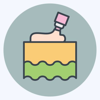 Simge losyonu. Kozmetoloji sembolüyle ilgili. renk arkadaşı stili. dizayn edilebilir