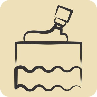 Simge losyonu. Kozmetoloji sembolüyle ilgili. El çizimi tarzı. dizayn edilebilir