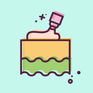 Simge losyonu. Kozmetoloji sembolüyle ilgili. MBE tarzı. dizayn edilebilir