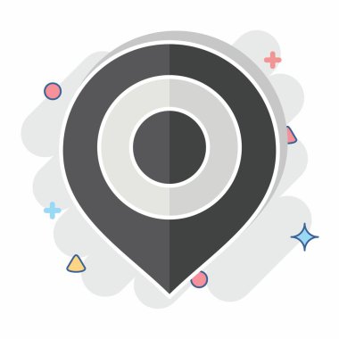 Simge Haritası İşaretleyici. Konum sembolüyle ilgili. Çizgi roman. dizayn edilebilir