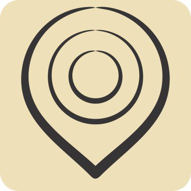 Simge Haritası İşaretleyici. Konum sembolüyle ilgili. El çizimi tarzı. dizayn edilebilir