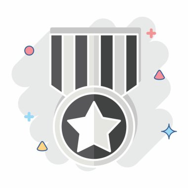 Simge Askeri Rozeti. Askeri sembolle ilgili. Çizgi roman. dizayn edilebilir