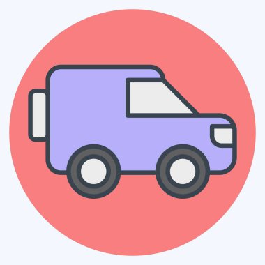 Icon Millitary Otobüs. Askeri sembolle ilgili. renk arkadaşı stili. dizayn edilebilir