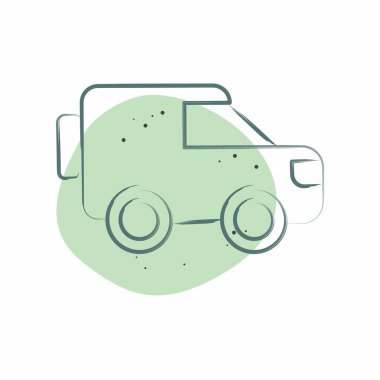 Icon Millitary Otobüs. Askeri sembolle ilgili. Renkli Leke Biçimi. dizayn edilebilir